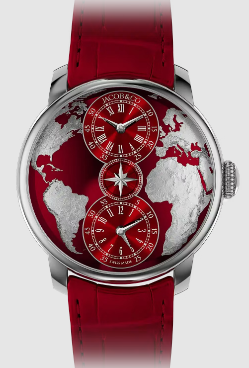 (image for) Jacob & Co THE WORLD IS YOURS DUAL TIME ZONE RED Replica Watch DT100.10.AA.AE.A